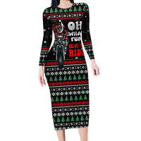 Santa And Motor Christmas Long Sleeve Bodycon Dress Xmas Holiday Patterns - Wonder Print Shop
