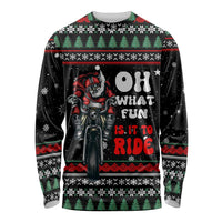 Santa And Motor Christmas Long Sleeve Shirt Xmas Holiday Patterns - Wonder Print Shop