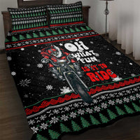 Santa And Motor Christmas Quilt Bed Set Xmas Holiday Patterns - Wonder Print Shop