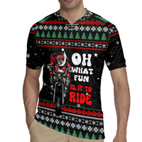 Santa And Motor Christmas Rugby Jersey Xmas Holiday Patterns - Wonder Print Shop