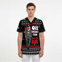Santa And Motor Christmas Scrub Top Xmas Holiday Patterns - Wonder Print Shop