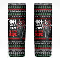 Santa And Motor Christmas Skinny Tumbler Xmas Holiday Patterns - Wonder Print Shop