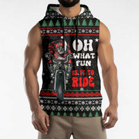 Santa And Motor Christmas Sleeveless Hoodie Xmas Holiday Patterns - Wonder Print Shop