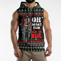 Santa And Motor Christmas Sleeveless Zip Hoodie Xmas Holiday Patterns - Wonder Print Shop