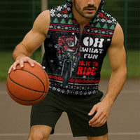 Santa And Motor Christmas Sleeveless Zip Hoodie Xmas Holiday Patterns - Wonder Print Shop