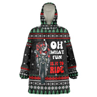 Santa And Motor Christmas Wearable Blanket Hoodie Xmas Holiday Patterns - Wonder Print Shop