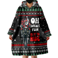 Santa And Motor Christmas Wearable Blanket Hoodie Xmas Holiday Patterns - Wonder Print Shop