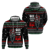 Santa And Motor Christmas Zip Hoodie Xmas Holiday Patterns - Wonder Print Shop