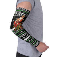 Santa Claus Fishing Christmas Arm Sleeves Xmas Holiday Patterns - Wonder Print Shop