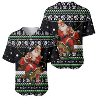 Santa Claus Fishing Christmas Baseball Jersey Xmas Holiday Patterns - Wonder Print Shop