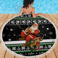 Santa Claus Fishing Christmas Beach Blanket Xmas Holiday Patterns - Wonder Print Shop