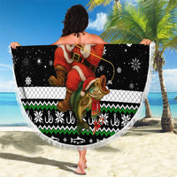 Santa Claus Fishing Christmas Beach Blanket Xmas Holiday Patterns - Wonder Print Shop