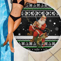 Santa Claus Fishing Christmas Beach Blanket Xmas Holiday Patterns - Wonder Print Shop