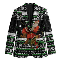 Santa Claus Fishing Christmas Blazer Xmas Holiday Patterns - Wonder Print Shop