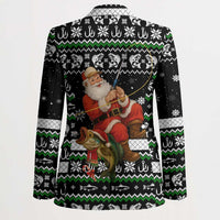 Santa Claus Fishing Christmas Blazer Xmas Holiday Patterns - Wonder Print Shop