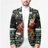 Santa Claus Fishing Christmas Blazer Xmas Holiday Patterns - Wonder Print Shop