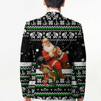 Santa Claus Fishing Christmas Blazer Xmas Holiday Patterns - Wonder Print Shop