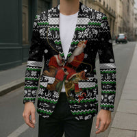 Santa Claus Fishing Christmas Blazer Xmas Holiday Patterns - Wonder Print Shop