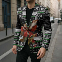Santa Claus Fishing Christmas Blazer Xmas Holiday Patterns - Wonder Print Shop