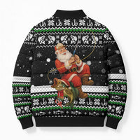 Santa Claus Fishing Christmas Bomber Puffer Jacket Xmas Holiday Patterns - Wonder Print Shop