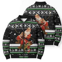 Santa Claus Fishing Christmas Bomber Puffer Jacket Xmas Holiday Patterns - Wonder Print Shop
