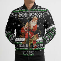 Santa Claus Fishing Christmas Bomber Puffer Jacket Xmas Holiday Patterns - Wonder Print Shop