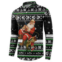 Santa Claus Fishing Christmas Button Sweatshirt Xmas Holiday Patterns - Wonder Print Shop