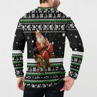 Santa Claus Fishing Christmas Button Sweatshirt Xmas Holiday Patterns - Wonder Print Shop