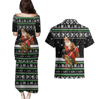 Santa Claus Fishing Christmas Couples Matching Puletasi and Hawaiian Shirt Xmas Holiday Patterns - Wonder Print Shop