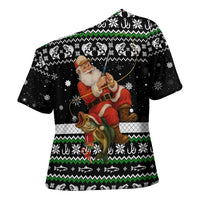 Santa Claus Fishing Christmas Cross Shoulder Shirt Xmas Holiday Patterns - Wonder Print Shop