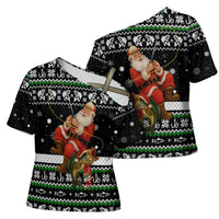 Santa Claus Fishing Christmas Cross Shoulder Shirt Xmas Holiday Patterns - Wonder Print Shop