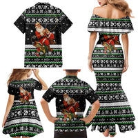 Santa Claus Fishing Christmas Family Matching Mermaid Dress and Hawaiian Shirt Xmas Holiday Patterns - Wonder Print Shop