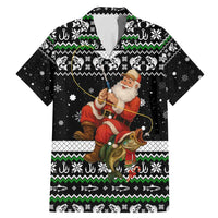 Santa Claus Fishing Christmas Family Matching Mermaid Dress and Hawaiian Shirt Xmas Holiday Patterns - Wonder Print Shop