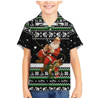 Santa Claus Fishing Christmas Family Matching Mermaid Dress and Hawaiian Shirt Xmas Holiday Patterns - Wonder Print Shop