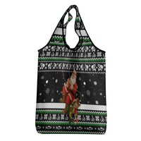 Santa Claus Fishing Christmas Grocery Bag Xmas Holiday Patterns - Wonder Print Shop
