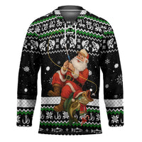 Santa Claus Fishing Christmas Hockey Jersey Xmas Holiday Patterns - Wonder Print Shop