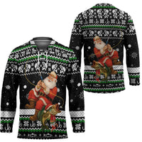 Santa Claus Fishing Christmas Hockey Jersey Xmas Holiday Patterns - Wonder Print Shop