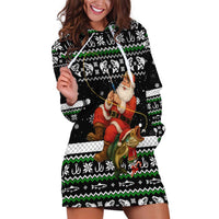Santa Claus Fishing Christmas Hoodie Dress Xmas Holiday Patterns - Wonder Print Shop