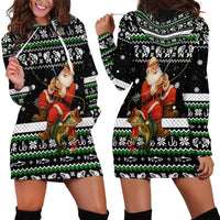 Santa Claus Fishing Christmas Hoodie Dress Xmas Holiday Patterns - Wonder Print Shop