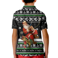 Santa Claus Fishing Christmas Kid Polo Shirt Xmas Holiday Patterns - Wonder Print Shop