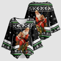 Santa Claus Fishing Christmas Kimono Sleeve Blouse Xmas Holiday Patterns - Wonder Print Shop