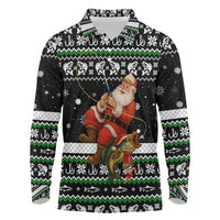 Santa Claus Fishing Christmas Long Sleeve Polo Shirt Xmas Holiday Patterns - Wonder Print Shop