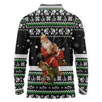 Santa Claus Fishing Christmas Long Sleeve Polo Shirt Xmas Holiday Patterns - Wonder Print Shop