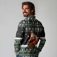 Santa Claus Fishing Christmas Long Sleeve Polo Shirt Xmas Holiday Patterns - Wonder Print Shop