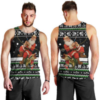 Santa Claus Fishing Christmas Men Tank Top Xmas Holiday Patterns - Wonder Print Shop