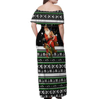 Santa Claus Fishing Christmas Off Shoulder Maxi Dress Xmas Holiday Patterns - Wonder Print Shop