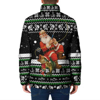 Santa Claus Fishing Christmas Padded Jacket Xmas Holiday Patterns - Wonder Print Shop