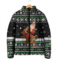 Santa Claus Fishing Christmas Padded Jacket Xmas Holiday Patterns - Wonder Print Shop