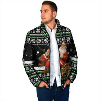 Santa Claus Fishing Christmas Padded Jacket Xmas Holiday Patterns - Wonder Print Shop