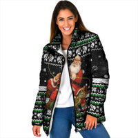 Santa Claus Fishing Christmas Padded Jacket Xmas Holiday Patterns - Wonder Print Shop
